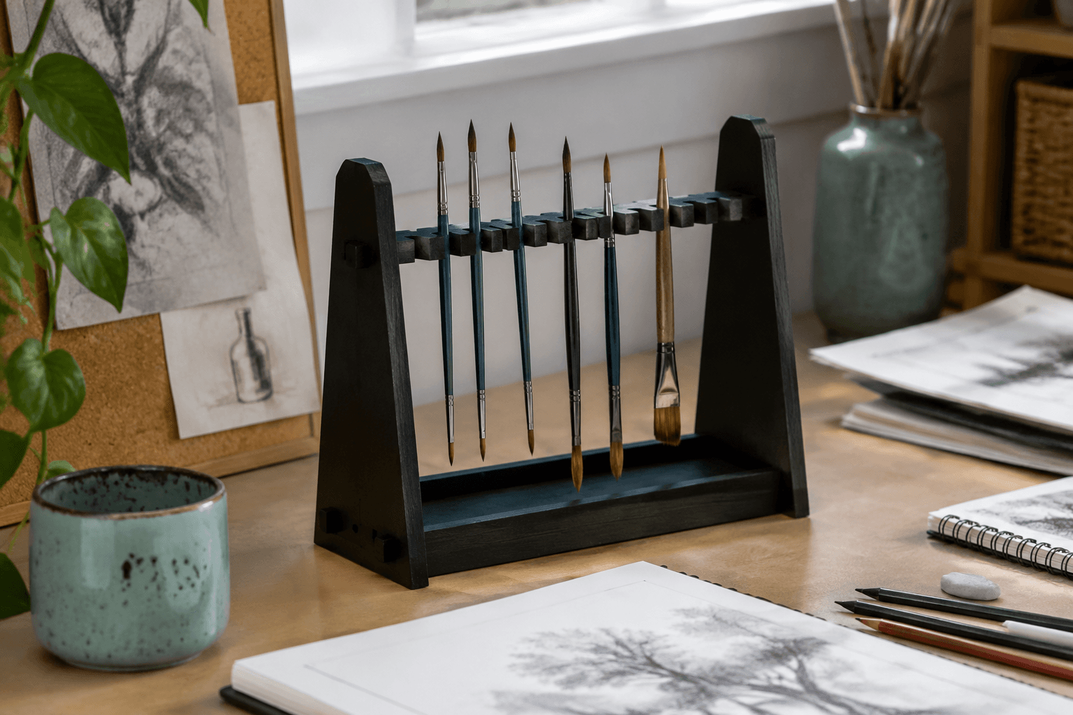 Brush Drying Rack in a studio scene